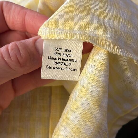 Croft & Barrow large yellow and white checkered short sleeve blouse NWT-Alison - Picture 4 of 4